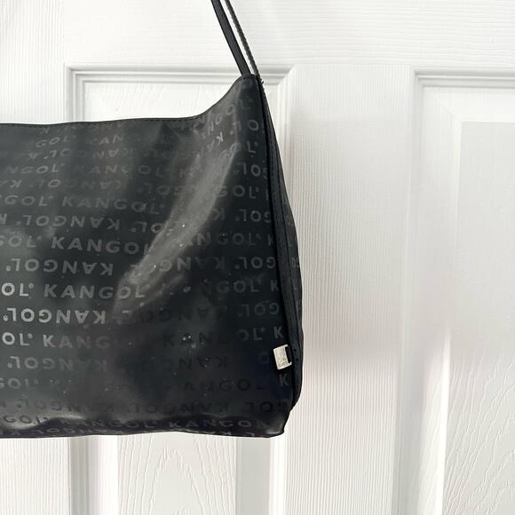 Kangol Australia Black PVC Brand Spell Out Vintage Medium Shoulder Bag Y2K Shine - Picture 10 of 15
